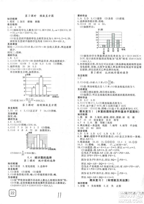 武汉出版社2019探究在线高效课堂七年级数学上册BS北师大版答案