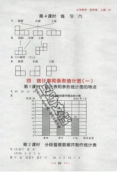 2019年53随堂测小学数学四年级上册苏教版参考答案