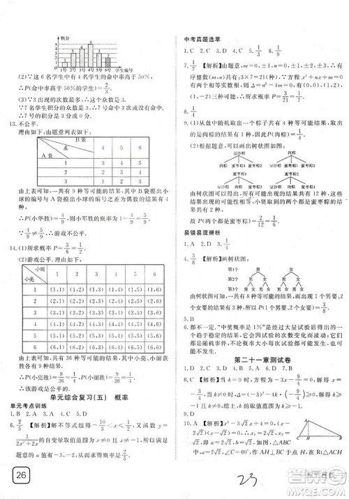 武汉出版社2019探究在线高校课堂九年级数学上册人教版答案