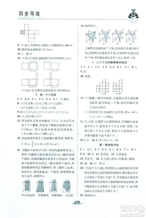 陕西科学技术出版社2019新课标教材同步导练七年级数学上册C版答案