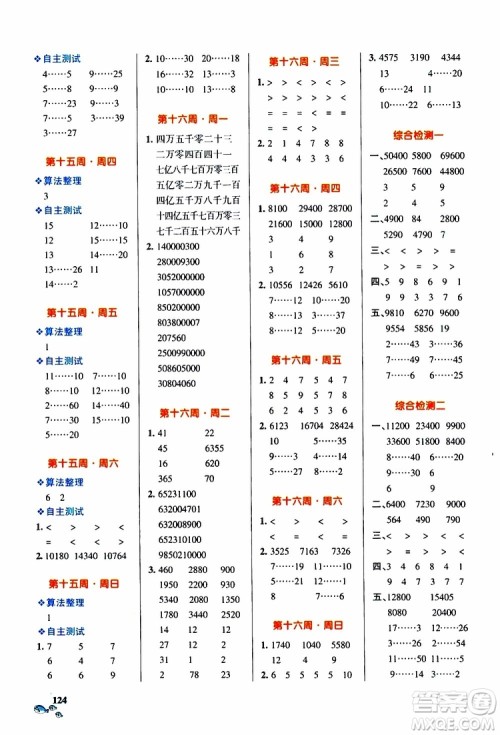2019年PASS绿卡图书小学学霸天天计算四年级上RJ人教版参考答案
