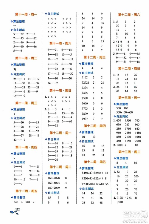 2019年PASS绿卡图书小学学霸天天计算四年级上BS北师版参考答案