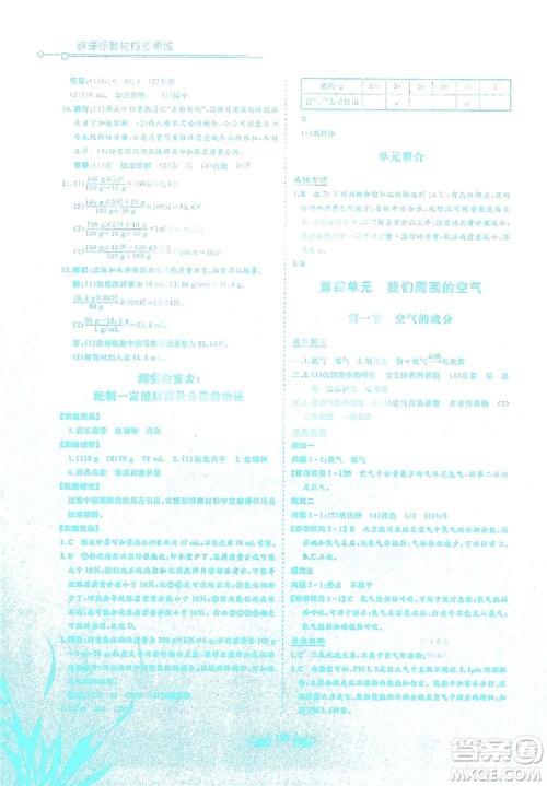 陕西科学技术出版社2019新课标教材同步导练九年级化学上册Y版答案 陕西科学技术出版社2019新课标教材同步导练九年级化学上册Y版答案