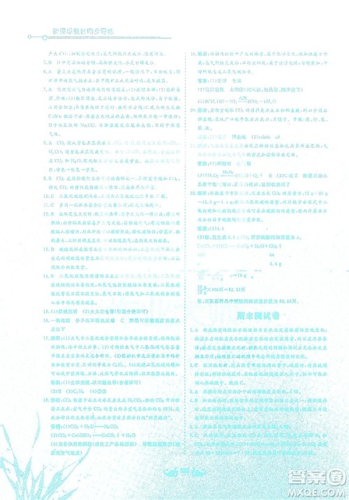 陕西科学技术出版社2019新课标教材同步导练九年级化学上册Y版答案