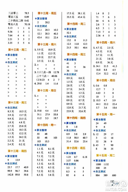 2019年PASS绿卡图书小学学霸天天计算三年级上BS北师版参考答案