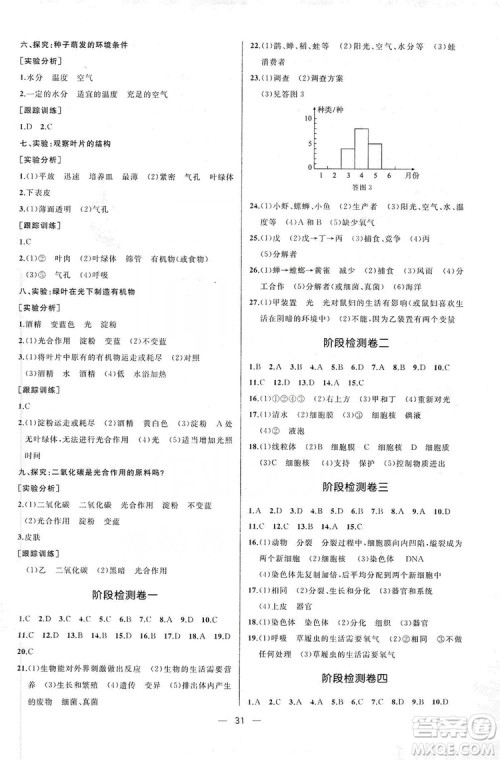 人民教育出版社2019同步学历案课时练七年级生物学人教版上册河北专版答案