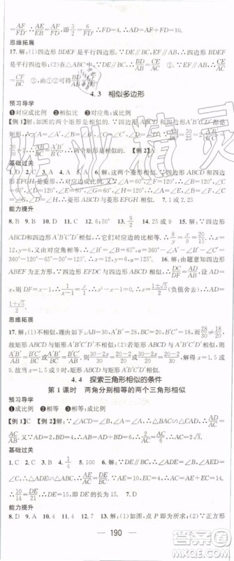 鸿鹄志文化2019年名师测控数学九年级上册BSD北师大版参考答案