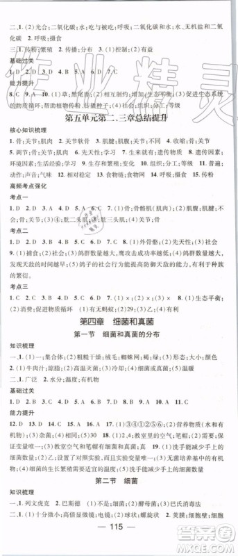 鸿鹄志文化2019年名师测控生物八年级上册RJ人教版参考答案