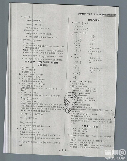 2019年综合应用创新题典中点六年级数学上册青岛版参考答案