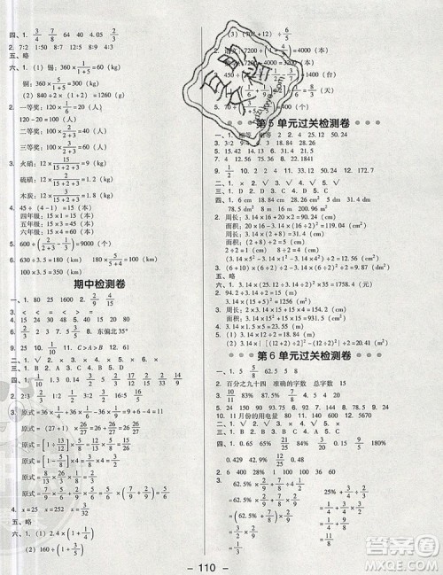 2019年综合应用创新题典中点六年级数学上册人教版参考答案