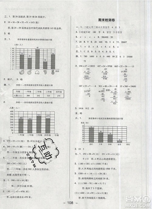 2019年综合应用创新题典中点四年级数学上册青岛版参考答案