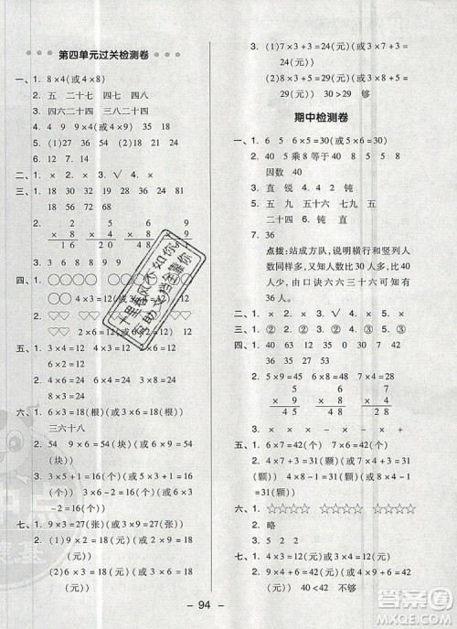 2019年综合应用创新题典中点二年级数学上册青岛版参考答案 2019年综合应用创新题典中点二年级数学上册青岛版参考答案