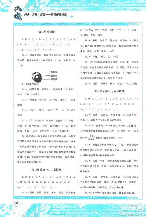 湖南少年儿童出版社2019课程基础训练七年级生物上册人教版答案 湖南少年儿童出版社2019课程基础训练七年级生物上册人教版答案