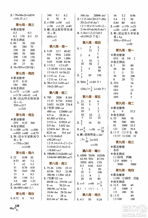 辽宁教育出版社2019年小学学霸天天计算六年级上册BS北师版参考答案 辽宁教育出版社2019年小学学霸天天计算六年级上册BS北师版参考答案