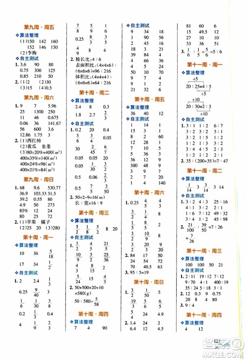 辽宁教育出版社2019年小学学霸天天计算六年级上册BS北师版参考答案 辽宁教育出版社2019年小学学霸天天计算六年级上册BS北师版参考答案