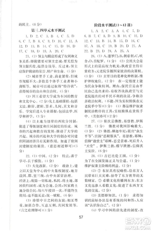 山东教育出版社2019初中基础训练九年级世界历史上册人教版答案 山东教育出版社2019初中基础训练九年级世界历史上册人教版答案