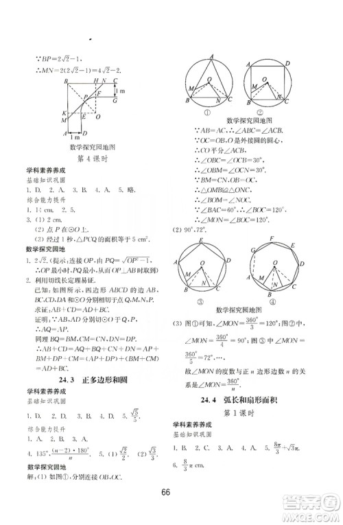 山东教育出版社2019初中基础训练九年级数学全一册人教版答案