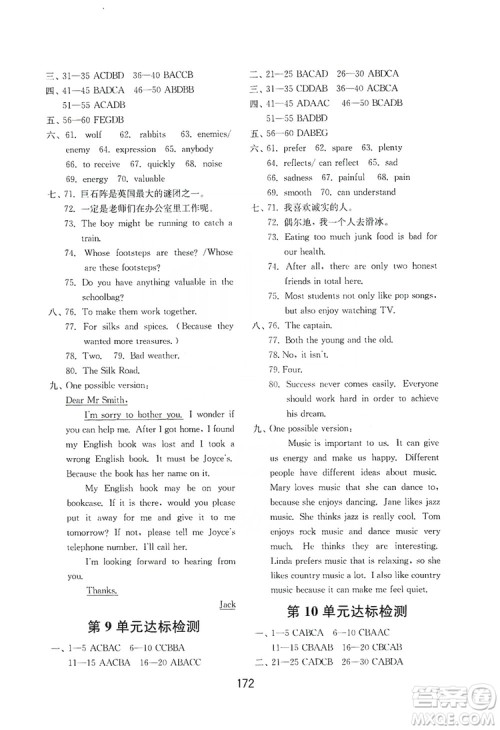 山东教育出版社2019初中基础训练九年级英语全一册新目标人教版答案