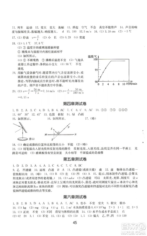 山东教育出版社2019初中基础训练八年级物理上册答案 山东教育出版社2019初中基础训练八年级物理上册答案
