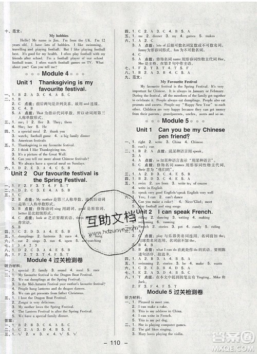 2019年综合应用创新题典中点六年级英语上册外研版参考答案 2019年综合应用创新题典中点六年级英语上册外研版参考答案