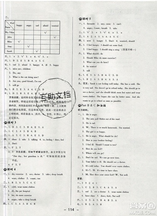 2019年综合应用创新题典中点六年级英语上册人教PEP版参考答案