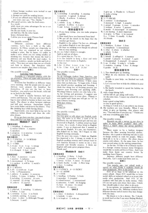 光明日报出版社2019全效学习课时提优精华版分层提分九年级上下册英语外研版B版答案