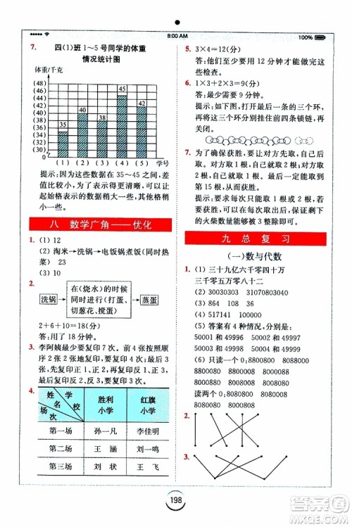 安徽人民出版2019年全易通小学数学四年级上RJ人教版参考答案