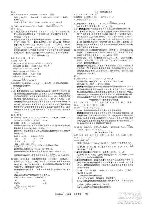 光明日报出版社2019全效学习课时提优精华版九年级上下册科学华师版B版答案