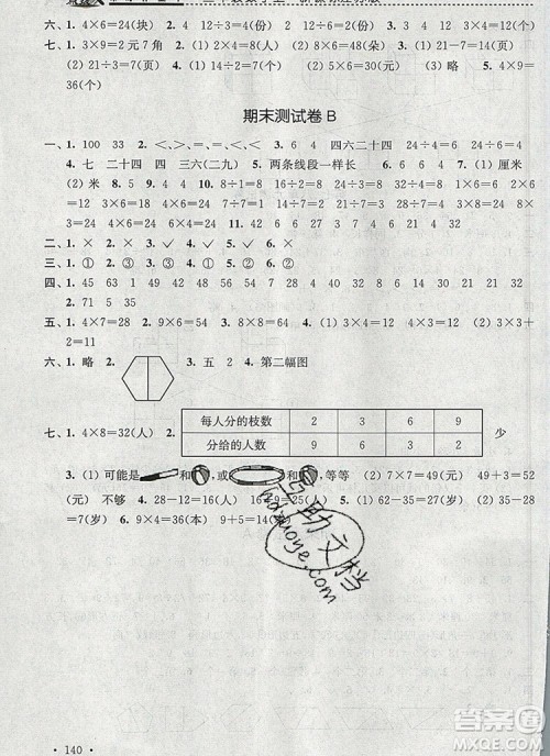 2019年名师点拨课时作业本二年级数学上册江苏版参考答案 2019年名师点拨课时作业本二年级数学上册江苏版参考答案