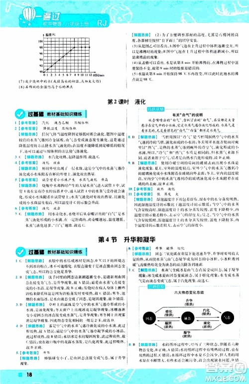 2020版天星教育一遍过初中物理八年级上册RJ人教版参考答案