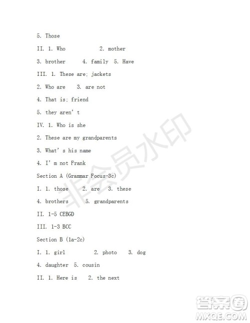 学生双语报2019-2020学年新目标浙江专版七年级上学期第3期测试题答案