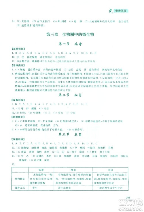 2019新课标互动同步训练生物学八年级上册人教版答案