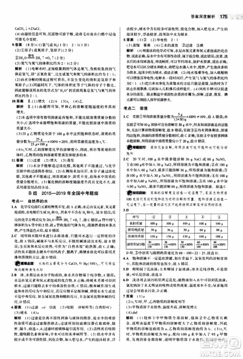 曲一线2020版5年中考3年模拟中考化学福建专用参考答案