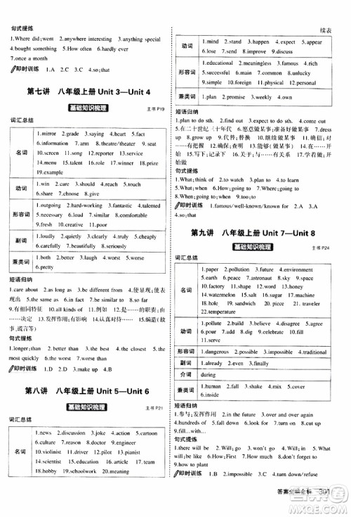 曲一线2020版5年中考3年模拟九年级+中考英语人教版参考答案 曲一线2020版5年中考3年模拟九年级+中考英语人教版参考答案