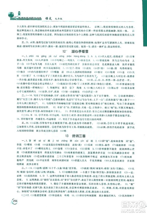 2019新课标互动同步训练九年级语文全一册人教版答案