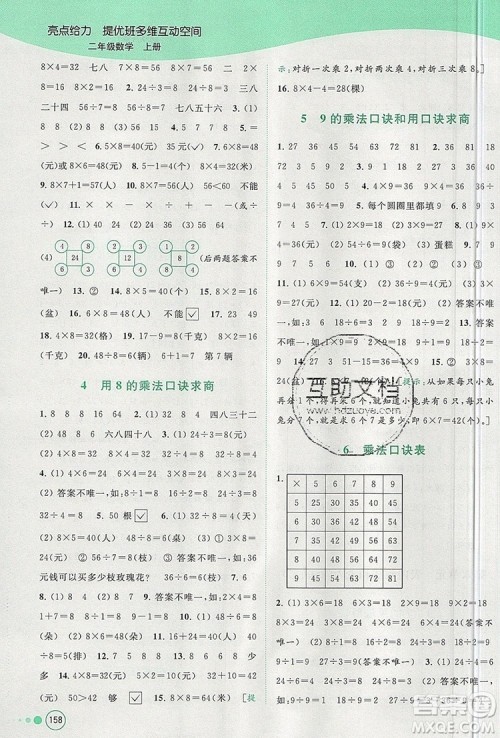 2019年亮点给力提优班多维互动空间二年级数学上册参考答案 2019年亮点给力提优班多维互动空间二年级数学上册参考答案