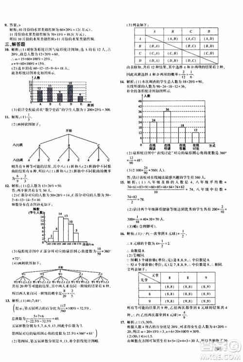 曲一线2020版5年中考3年模拟九年级+中考数学人教版参考答案