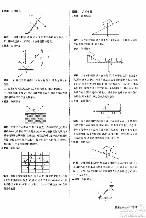 曲一线2020版5年中考3年模拟九年级+中考物理人教版参考答案