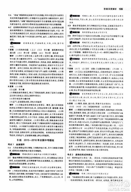 曲一线2020版5年中考3年模拟中考生物全国版参考答案