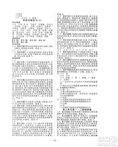 2019年351高效课堂导学案七年级生物学上册人教版答案