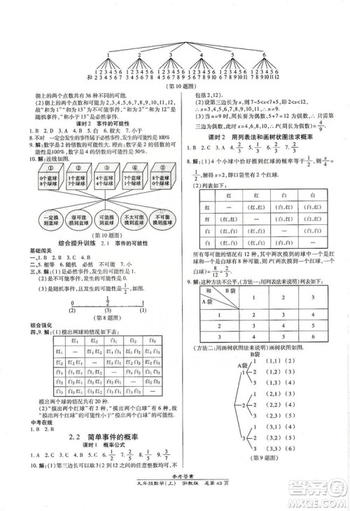 开明出版社2019高效课时通九年级数学全一册新课改浙江专版A本答案