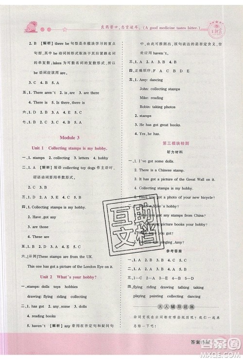 2019年王朝霞创维新课堂六年级英语上册外研版参考答案