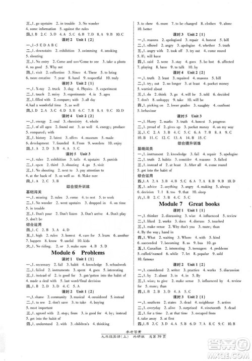 万向思维2019高效课时通九年级英语上册外研版新课改浙江专版B本答案