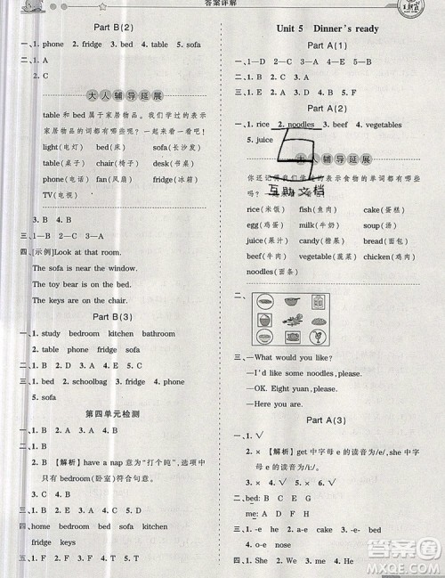 2019年王朝霞创维新课堂四年级英语上册人教PEP版参考答案