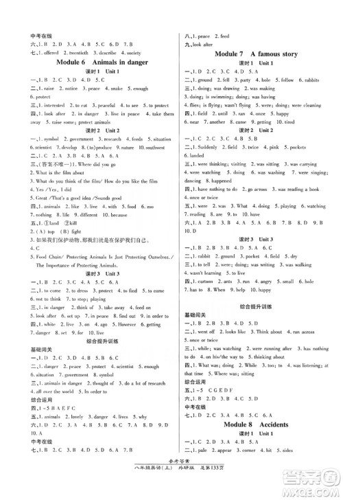 万向思维2019高效课时通8年级英语上册外研版答案 万向思维2019高效课时通8年级英语上册外研版答案