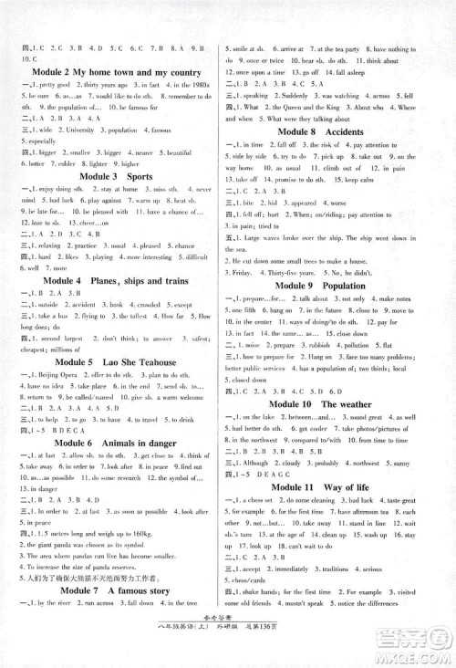 万向思维2019高效课时通8年级英语上册外研版答案 万向思维2019高效课时通8年级英语上册外研版答案