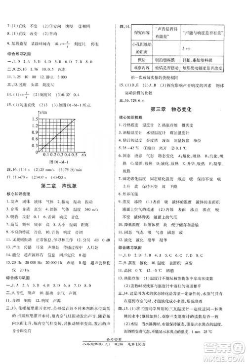 万向思维2019高效课时通8年级物理上册人教版答案