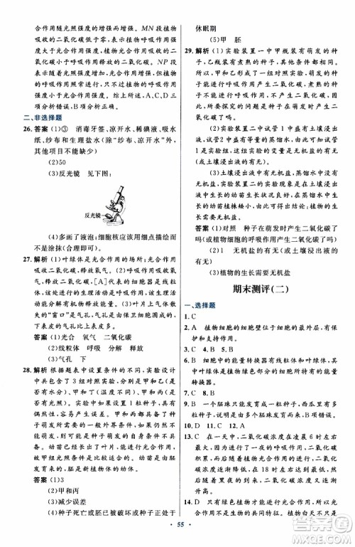 2019年初中同步测控优化设计生物学七年级上册人教版参考答案 2019年初中同步测控优化设计生物学七年级上册人教版参考答案