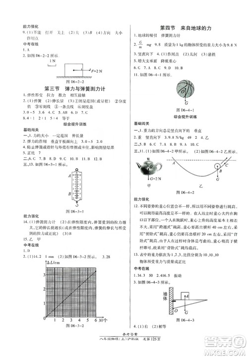 万向思维2019高效课时通八年级物理上册沪科版答案