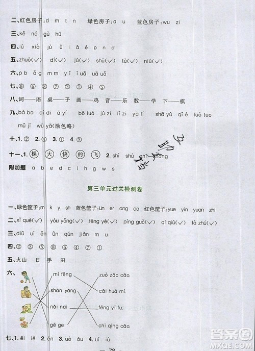 2019年阳光同学一线名师全优好卷一年级语文上册人教版参考答案 2019年阳光同学一线名师全优好卷一年级语文上册人教版参考答案